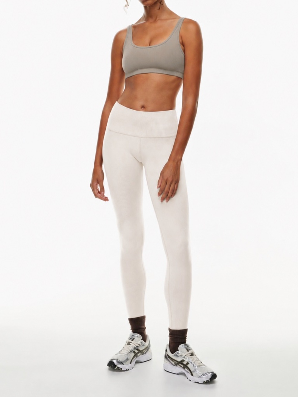 Aritzia TnAction TnaBUTTER™ Rib Cheeky Hi-Rise Leggings | Off-White/Cream | Size